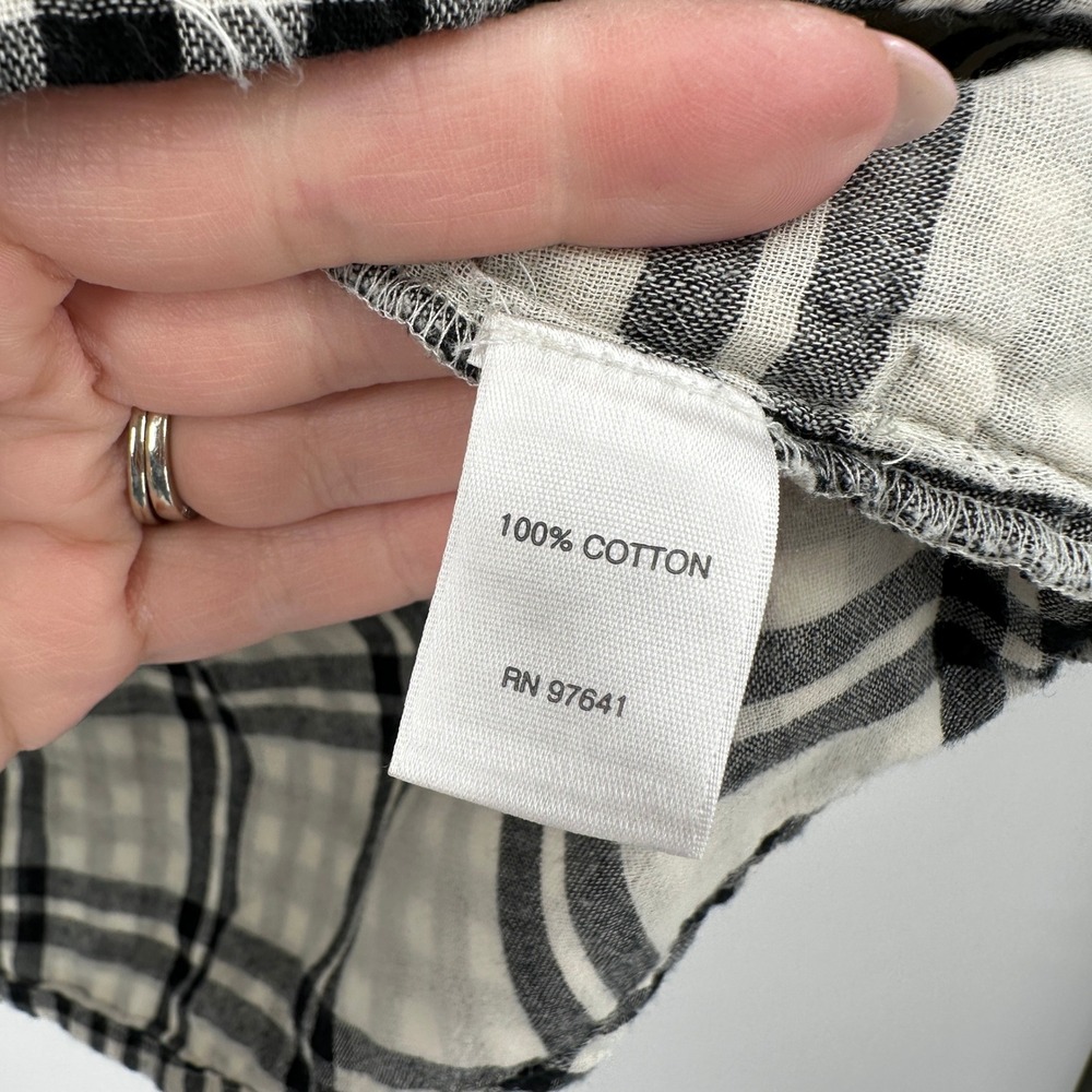 J Jill Black White Gingham Cotton Tunic Shirt Pockets Medium Cottagecore Farm - Picture 5 of 9